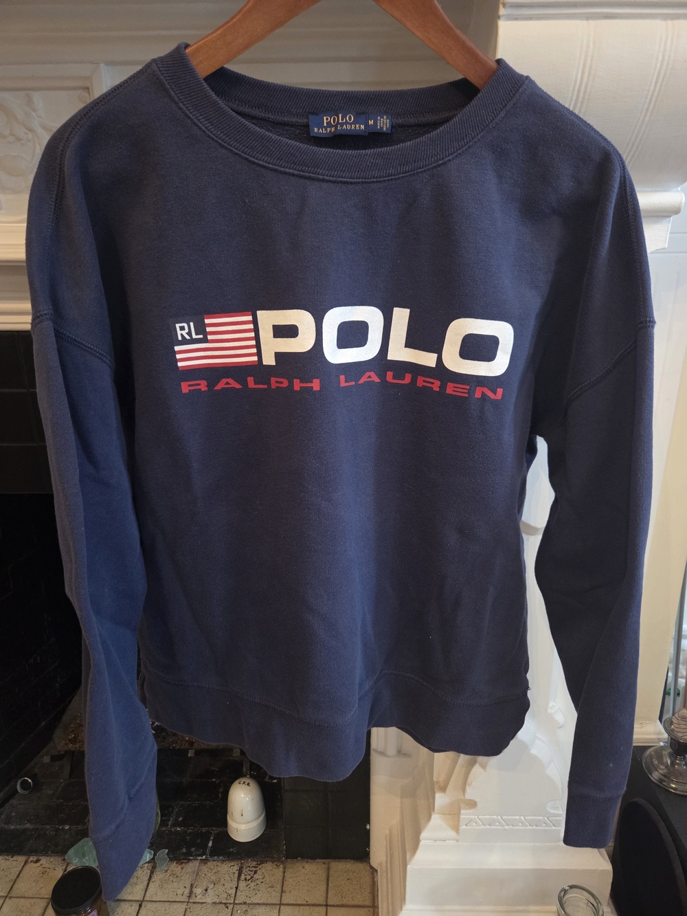 Polo Ralph Lauren Flag Spell Out sweatshirt - Medium Dark Blue Boxy Fit
